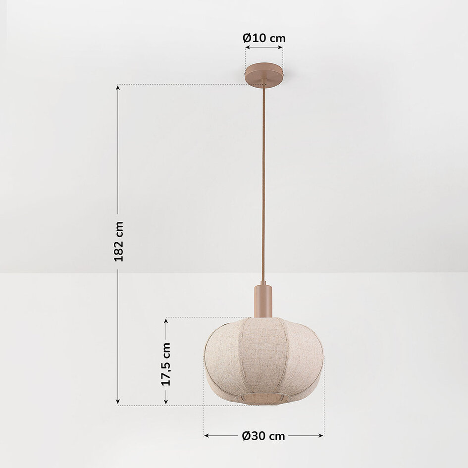 Hanglamp Tayra van linnen in taupe