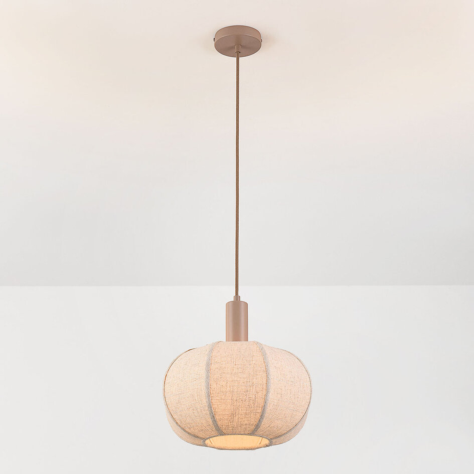 Hanglamp Tayra van linnen in taupe