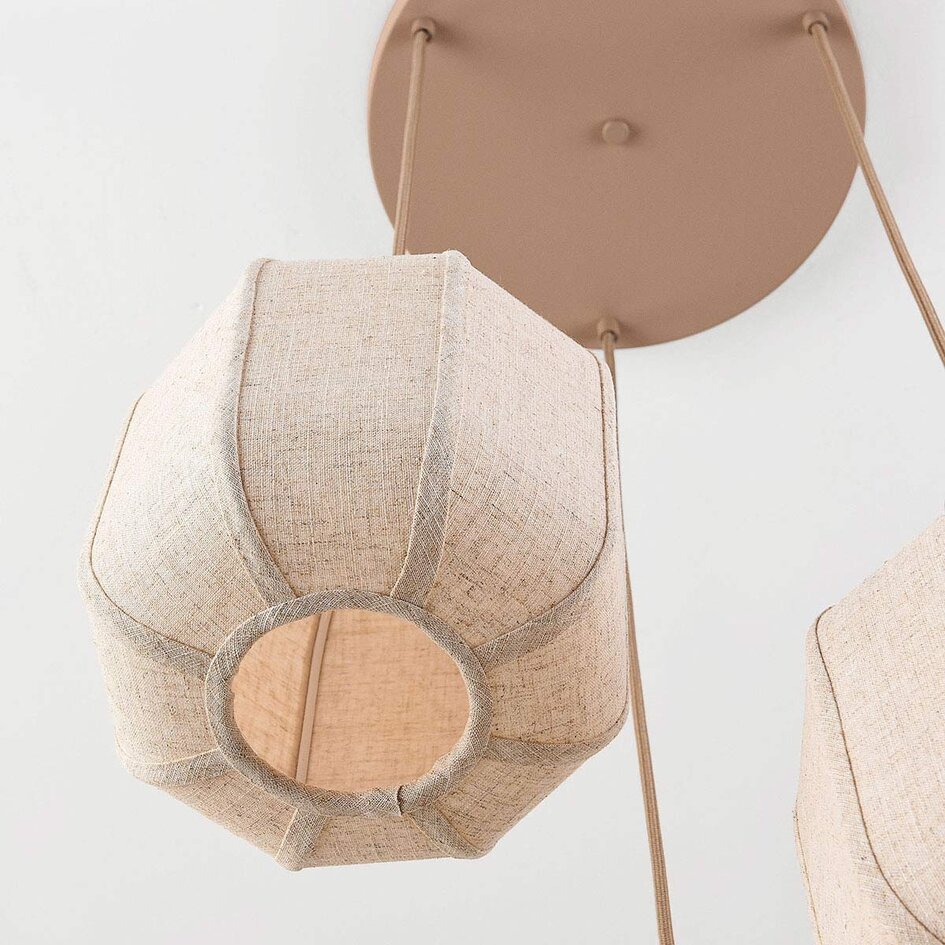 Hanglamp Fynra 3-lichts van linnen - taupe