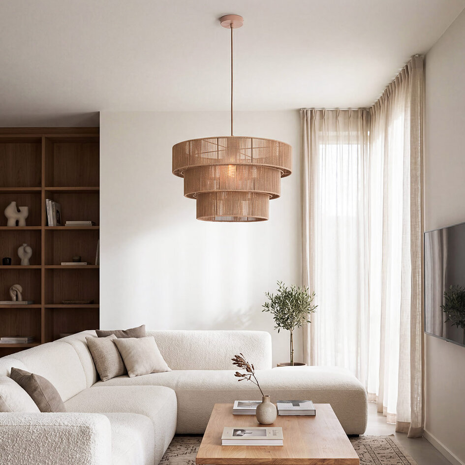 Hanglamp Verna 3-laags van natuurlijk katoentouw