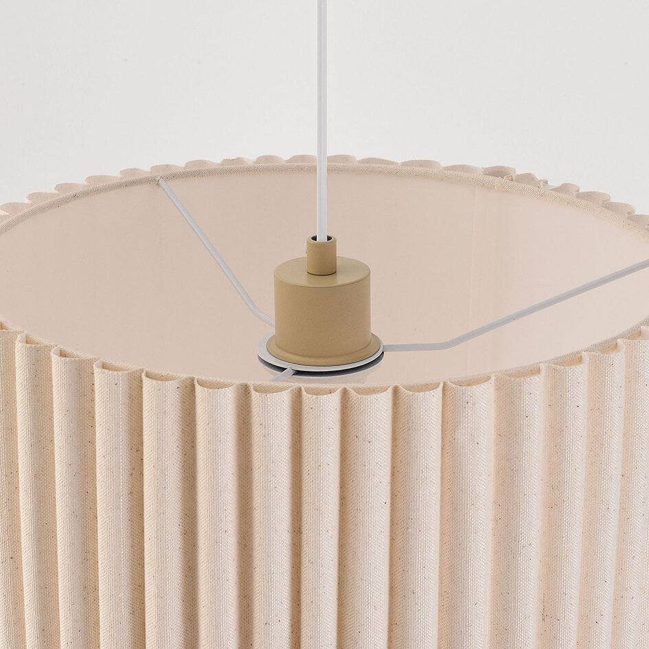 Gebogen vloerlamp Pedro met geplooide kap - zandbeige