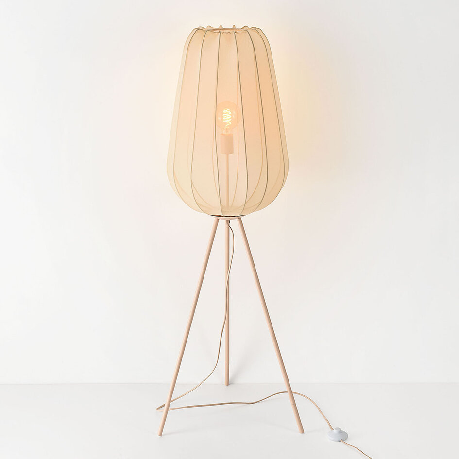 Vloerlamp Solvo van stof - lichtbeige