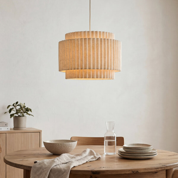Hanglamp Saven met gelaagde linnen kap