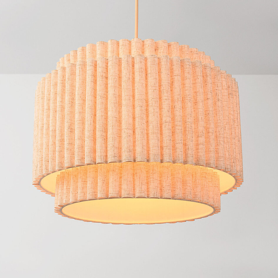 Hanglamp Saven met gelaagde linnen kap