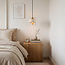 Hanglamp Yuki met travertin (natuursteen) en amber glas