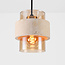 Hanglamp Yuki met travertin (natuursteen) en amber glas