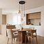 3-lichts hanglamp Sani met travertin (natuursteen) en amber glas
