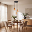 3-lichts hanglamp Jawee met travertin (natuursteen) en amber glas