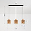 Hanglamp Naki 3-lichts met travertin (natuursteen) en amber glas
