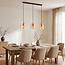 Hanglamp Naki 3-lichts met travertin (natuursteen) en amber glas