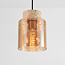 Hanglamp Naki 3-lichts met travertin (natuursteen) en amber glas