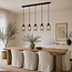 5-lichts hanglamp Texas - mat zwart en smoke glas