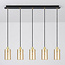 5-lichts hanglamp Seattle - mat zwart, zand goud en amber