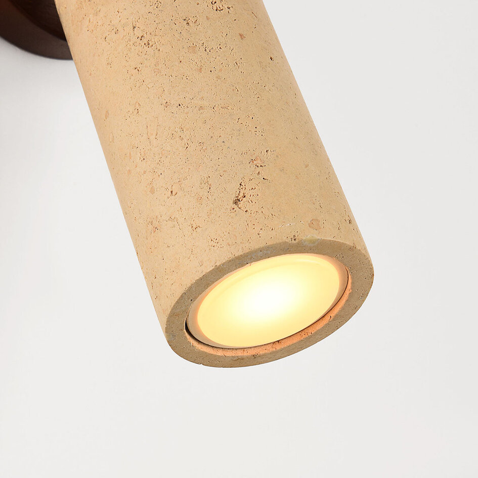 Wandlamp Jorie met travertin (natuursteen) en hout