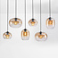 6-lichts hanglamp Opale met amber ombre glas