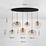 6-lichts hanglamp Opale met amber ombre glas