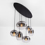 6-lichts hanglamp Opale met smoke ombre glas