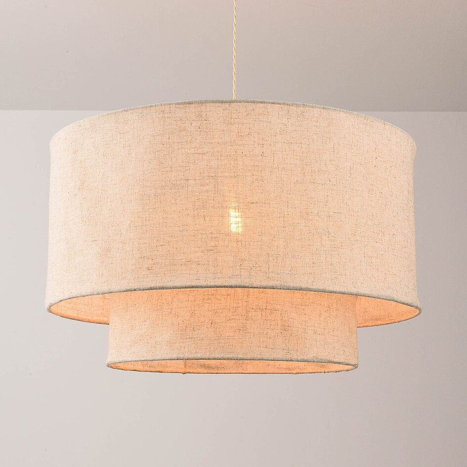 Hanglamp Cavallo 2-laags met linnen kap - gebroken wit