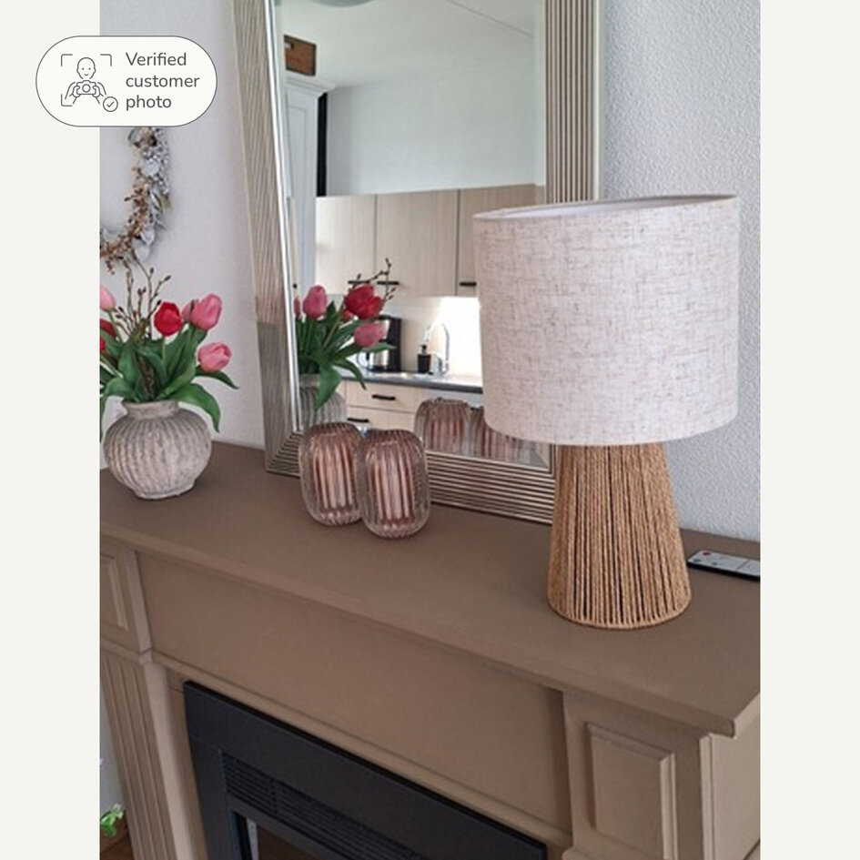 Boho-chic tafellamp met linnen kap - Ranpu