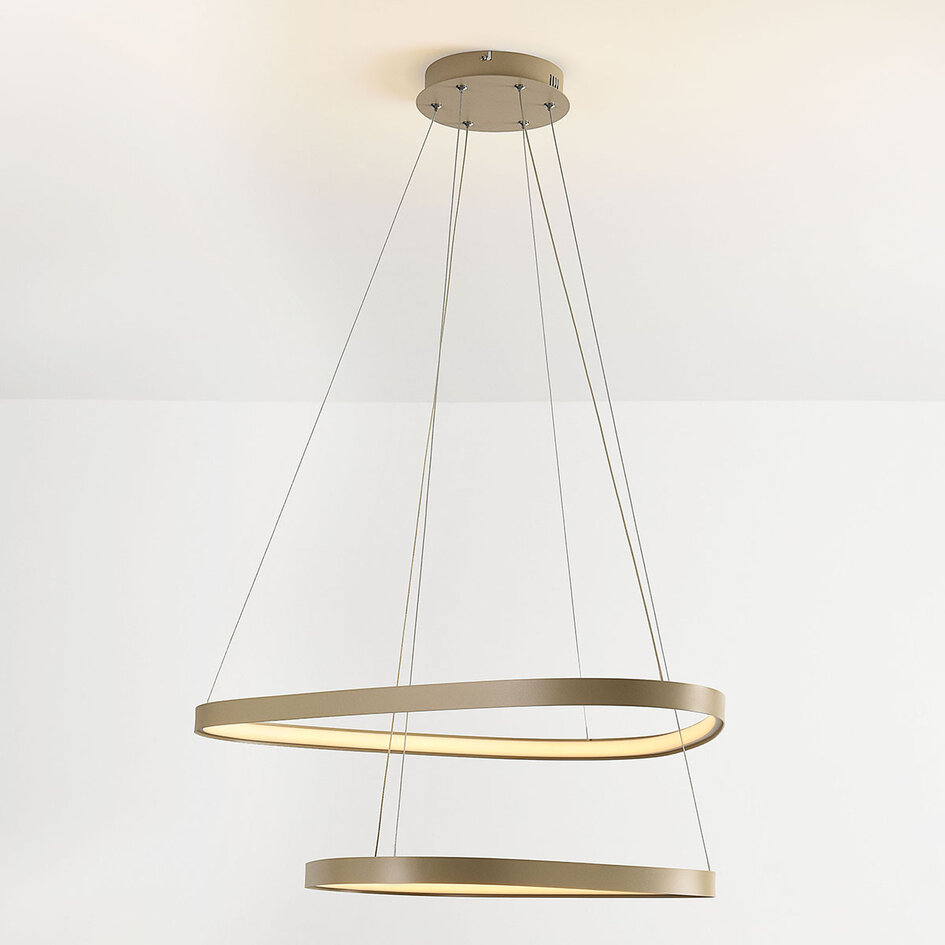 Design hanglamp Nivara met geïntegreerde LED, 3-staps dimbaar - zandbeige