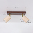 Plafondlamp Orven met 2 draaibare spots van travertin (natuursteen) en houtlook