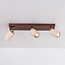 Plafondlamp Cerno met 3 draaibare spots van travertin (natuursteen) en houtlook