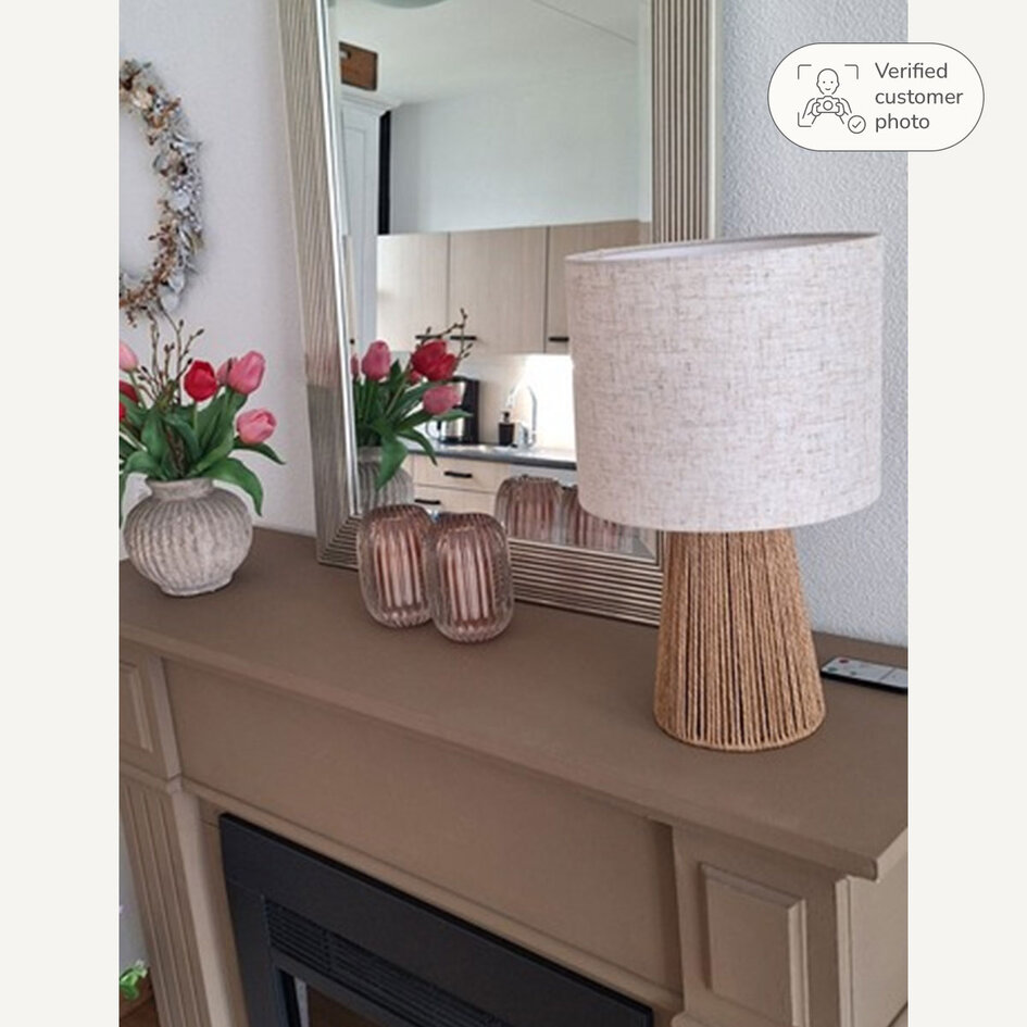 Boho-chic tafellamp met linnen kap - Ranpu