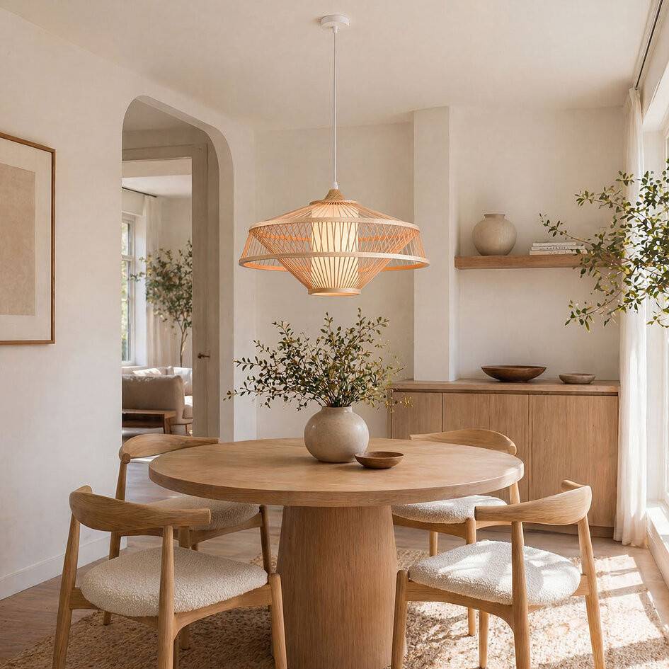 Bamboe hanglamp Olira met diffuser - naturel