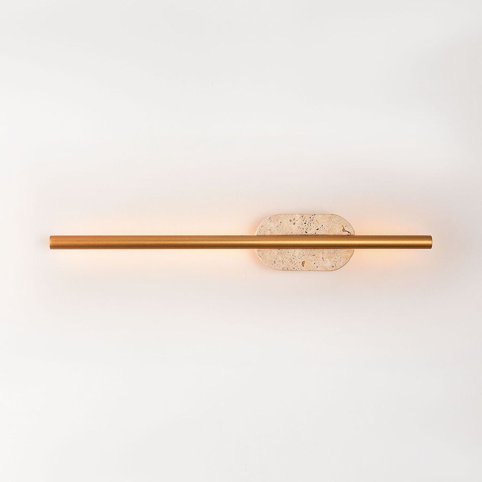 Badkamer wandlamp Lima met geïntegreerde LED en travertin (natuursteen) - goud