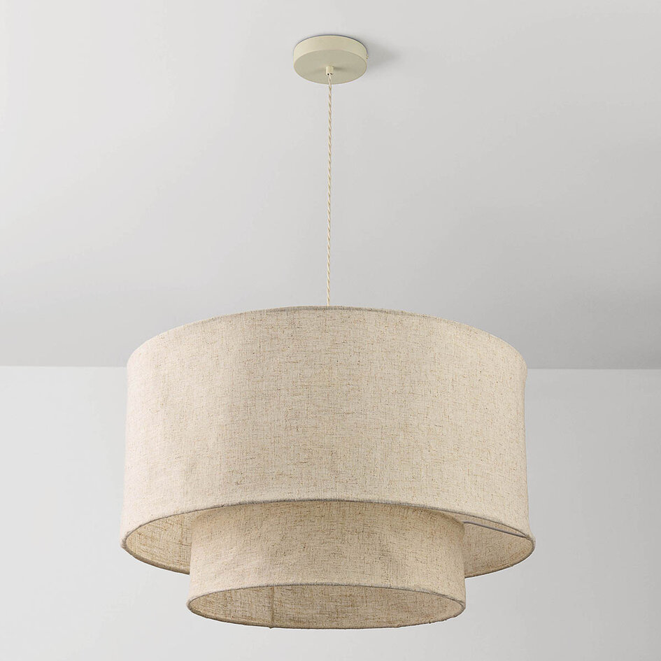 Hanglamp Cavallo 2-laags met linnen kap - gebroken wit