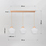 3-lichts hanglamp Carru met stoffen kappen en travertin (natuursteen)