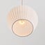 3-lichts hanglamp Carru met stoffen kappen en travertin (natuursteen)