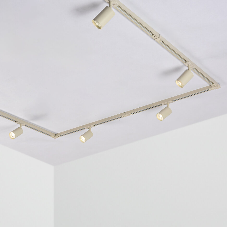 1-fase railsysteem set van 3 meter met Jill spots, beige