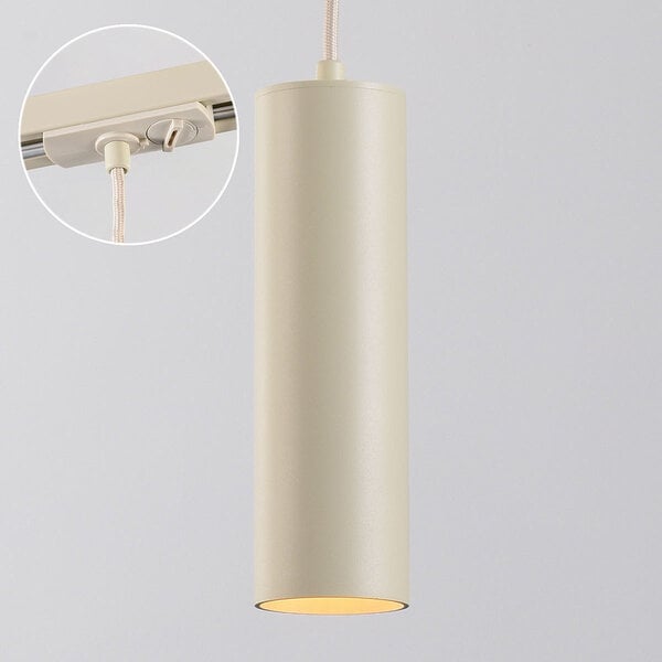 Beige tube hanglamp Simon voor 1-fase railverlichting