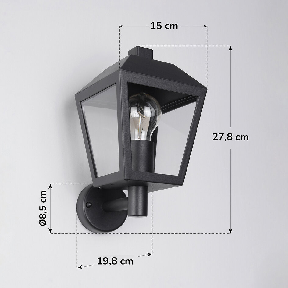 Landelijke buitenwandlamp Dax - zwart