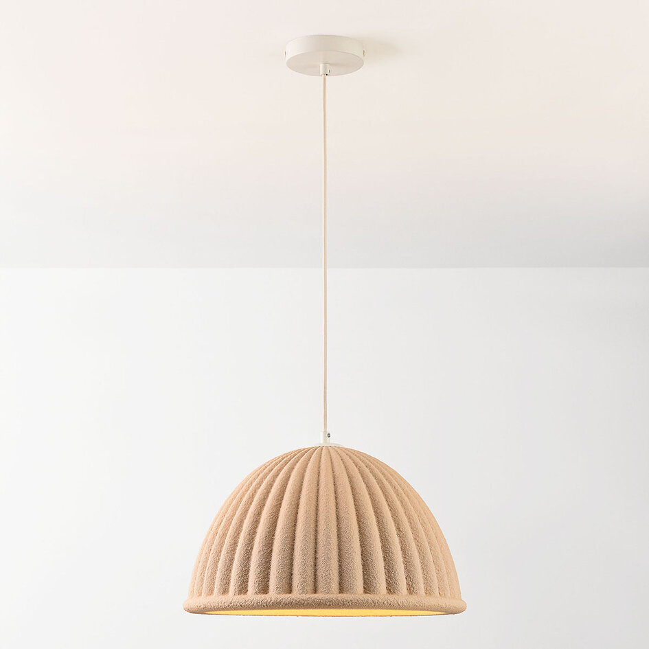 Hanglamp Hyske met geribbelde kap in zandbeige