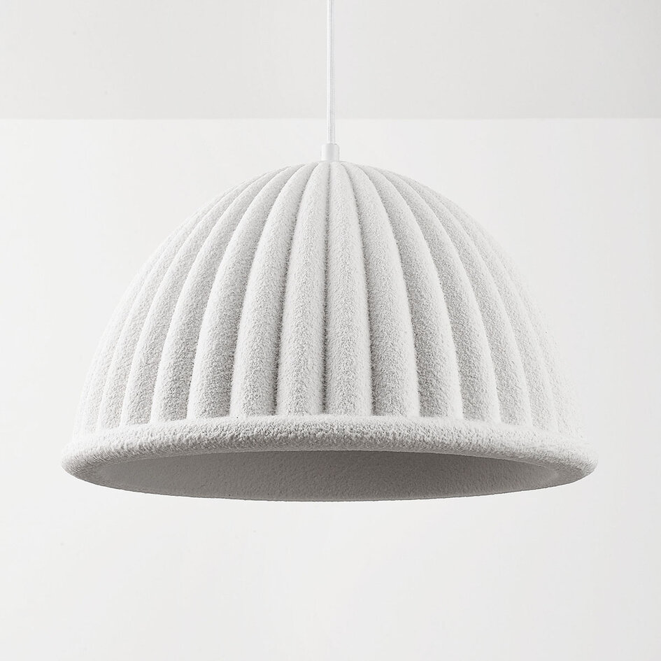 Hanglamp Hyske met geribbelde kap in wit