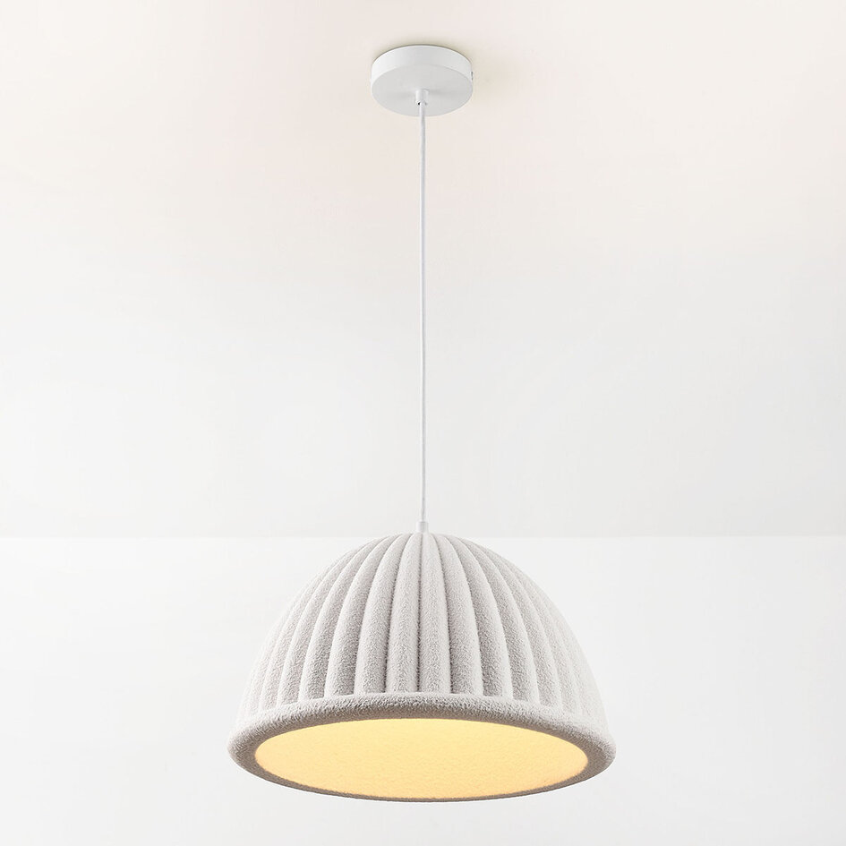 Hanglamp Hyske met geribbelde kap in wit