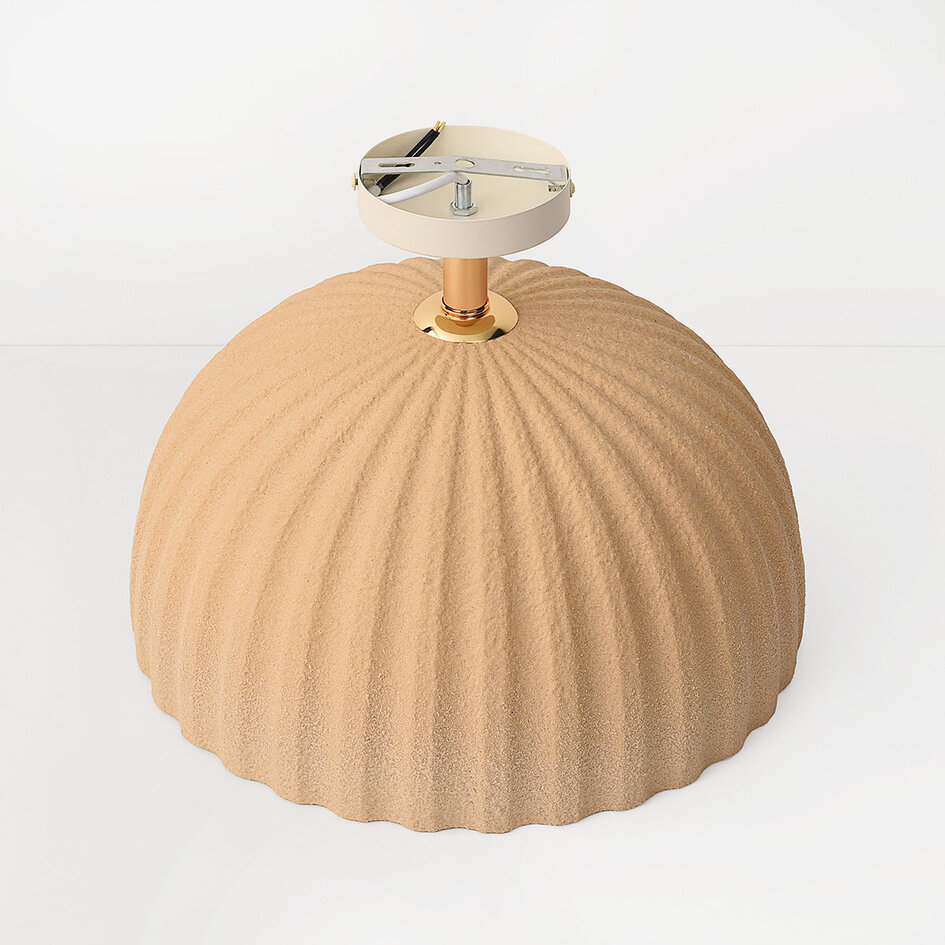 Plafondlamp Lysko met geribbelde kap - zandbeige