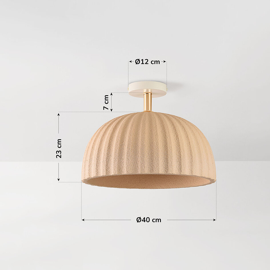 Plafondlamp Lysko met geribbelde kap - zandbeige