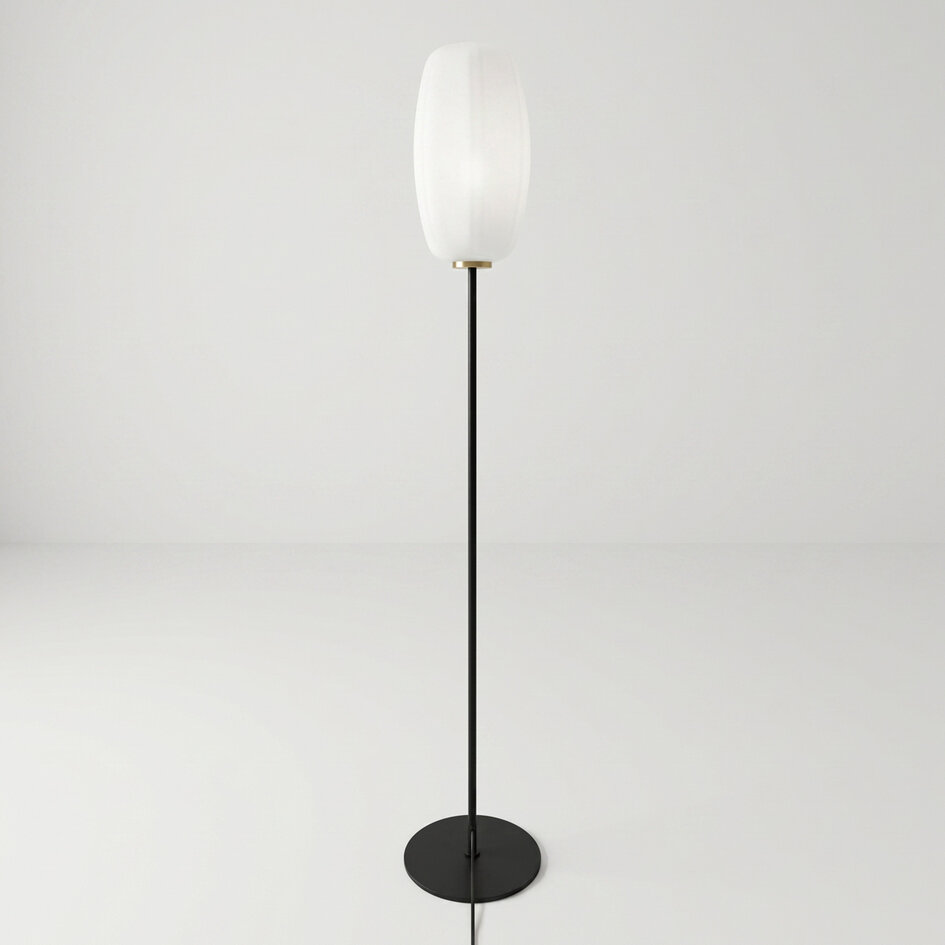 Staande lamp met wit glas - Karsten