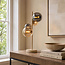 Tafellamp Tessera beige met vier glazen bollen in amber en smoke