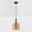 Hanglamp Basso in goud met breed amber glas