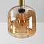6-lichts hanglamp Sei met amber glas en goud