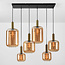 6-lichts hanglamp Sei met amber glas en goud