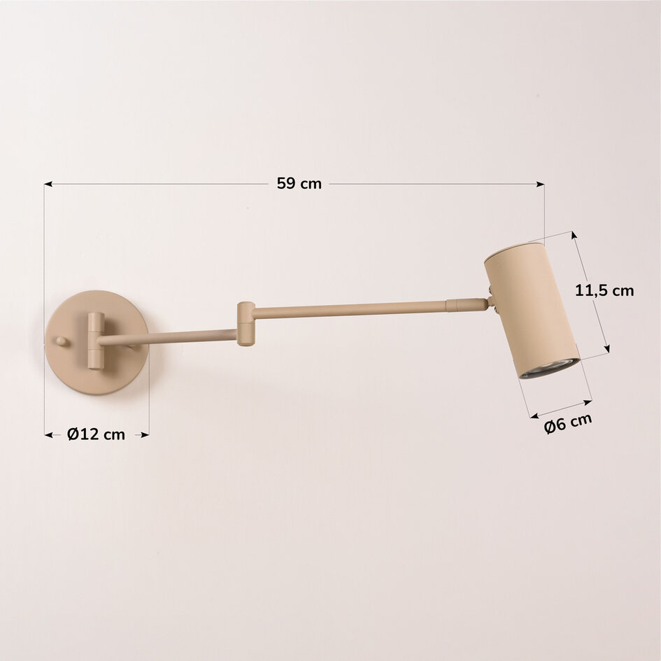 Verstelbare wandlamp Revah - beige