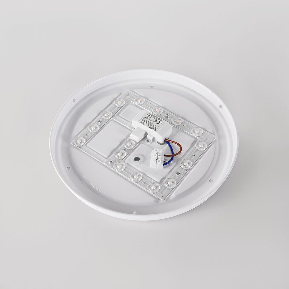Plafondlamp Nardia met geïntegreerde LED en 3-staps dimbaar Ø29 cm - beige met houtaccent