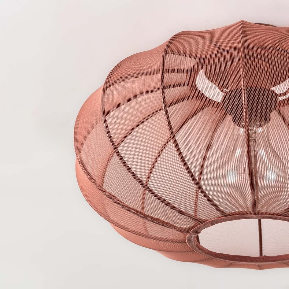 Plafondlamp Linen met ronde terra roze stoffen kap