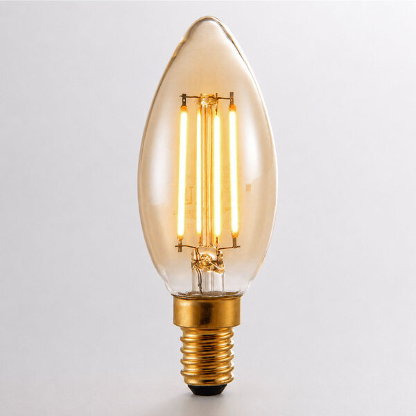 E14 dimbare LED filament kaarslamp Ø35 mm met amber glas 4,5W 2200K