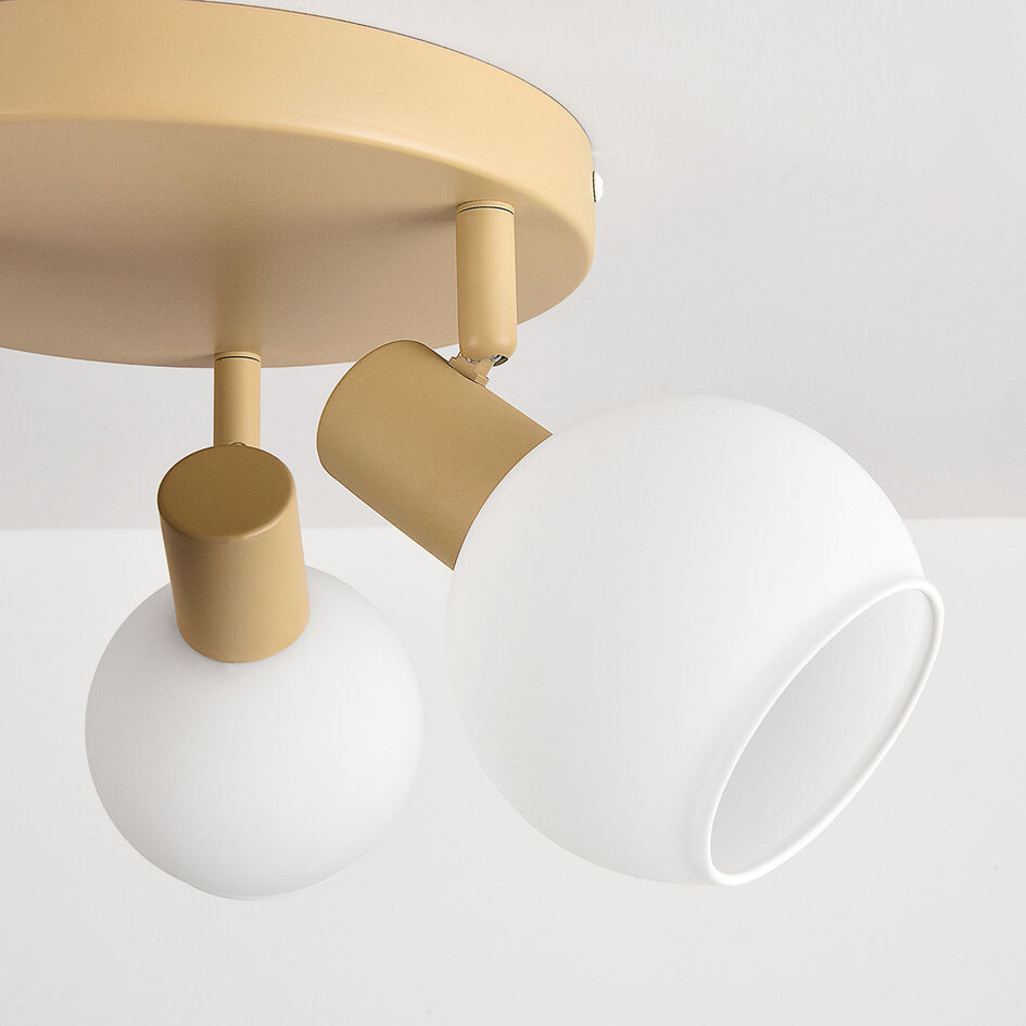 3-lichts plafondlamp Orlando - beige met melkwit glas